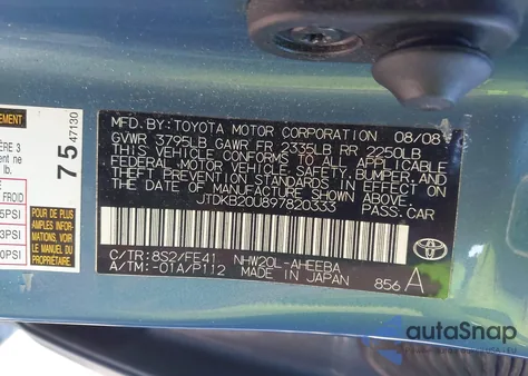 2009 Toyota Prius Standard z USA, uszkodzony, nr VIN JTDKB20U897820333